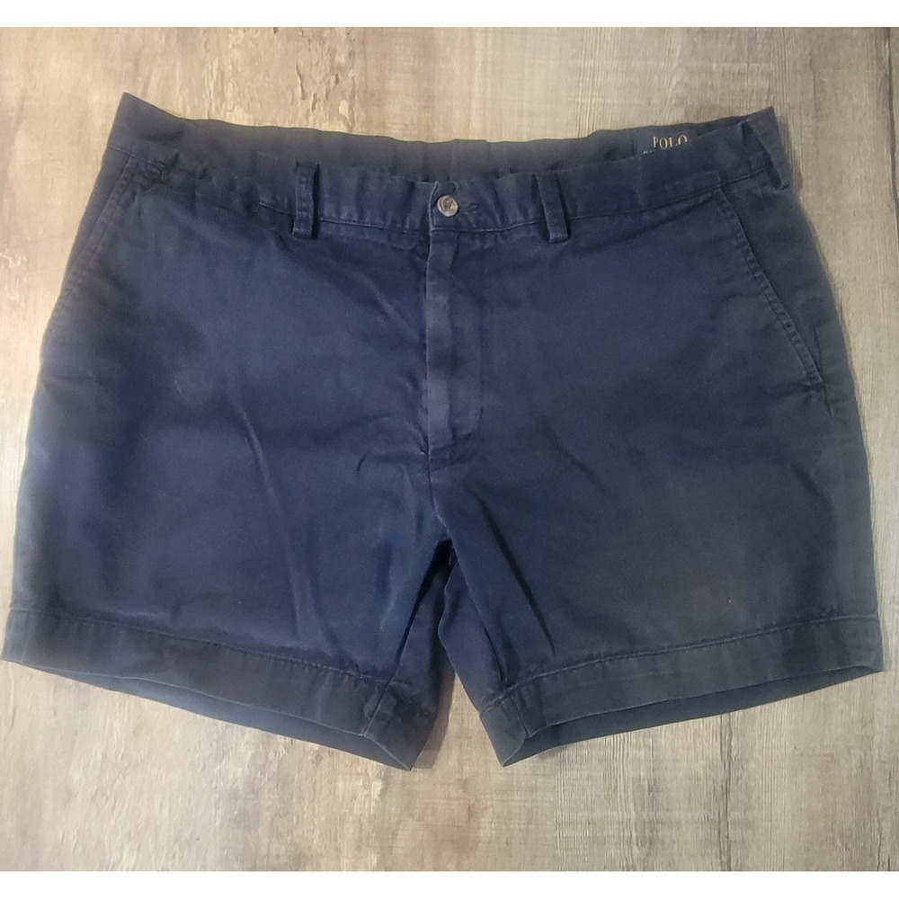 Polo Ralph Lauren Mens Navy Blue Chino Shorts Size 38 Cotton Twill Flat Front